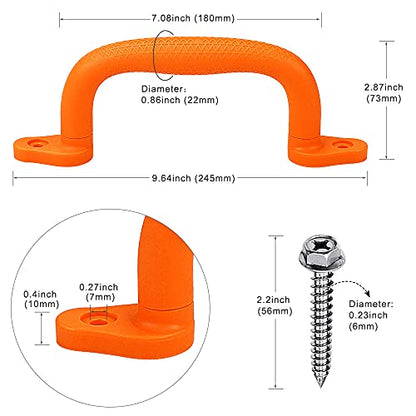 Dolibest 8-Pack Safety Handles for Swing Sets & Playsets - Monkey Bars with Anti-Skid Grip with Finger Indentations, Plastic Grab Handles, Easy Mounting for Climbing Frames, Playhouses, Treehouses - color: Orange-8pcs