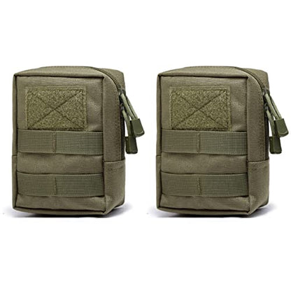 Azarxis Molle Pouches, Tactical Compact EDC Small Utility Pouch Waist Bags Sundries Storage Admin Organize Gear Gadget for Military Backpack - color: #03 Green - 5.91"x4.33" - 2 Pack