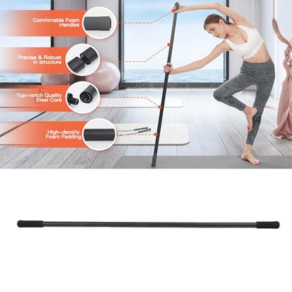 Adjustable Yoga Stick for Stretching | Sturdy Steel Core Improves Flexibility & Balance | Portable Exercise Stick for Yoga/Shoulder Recovery/Home Training | Foam Grip Handles