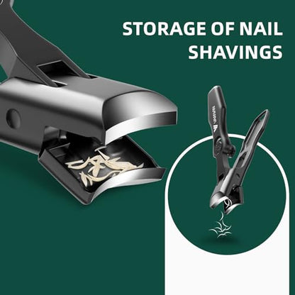 German Nail Clippers for Men Thick Nails, VANWIN Toenail Clippers for Seniors Large Wide Jaw Opening, Heavy Duty No Splash Fingernail Clipper with Safety Lock Nail Clippers with Catcher for Women - style: Black