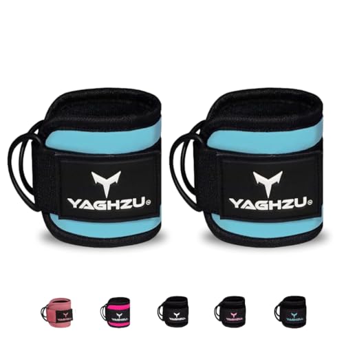 Adjustable Gym Ankle Straps for Cable Machines Women & Men, Glute Kickbacks | Neoprene padded gym ankle cuffs, steel D-ring, Adjustable fit for hip abduction, leg workouts & extensions - color: Cyan, size: Pair