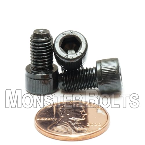 MonsterBolts - 1/4"-28 x 7/16" Socket Head Screws, ASTM A574, Alloy Steel, Black Oxide, 10 Pack - size: 0.4375 In. (7/16")