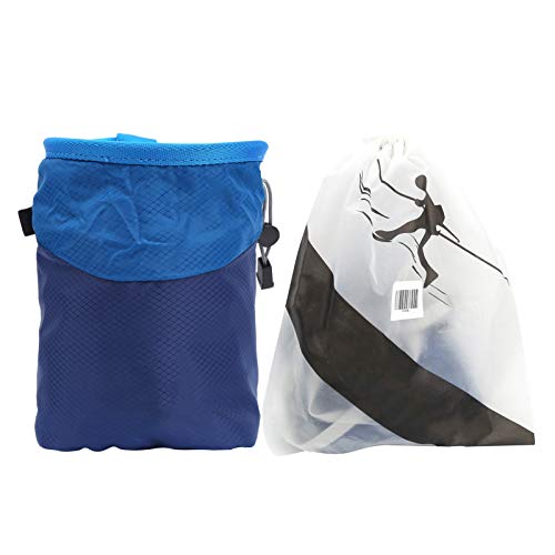 Keenso Rock Climbing Chalk Bag Drawstring Sealing Rock Brushes Support for Outdoor Mountaineering (Blue) - color: Blue