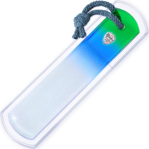 Genuine Czech Glass Foot File - Two-Sided Different Grit Surface, Gentle Callus Remover, Pedicure & Spa Rough Skin Scrubber, Professional Toenail and Heels Care, EU Quality, Large Size - color: Large - Green Aqua