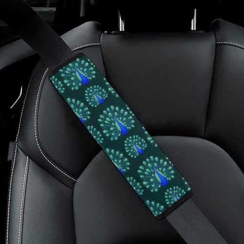 2 Pack Teal Cute Animal Peacock Feather Seat Belt Cover Universal Fit Seat Belt Cushion for Kids, Stroller Pushchair High Chair, Neck and Shoulder Support - color: Pattern 17