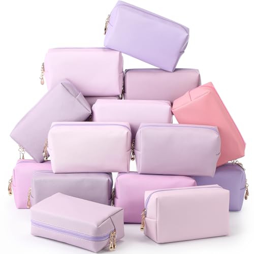 Kigeli Aesthetic Makeup Bags PU Leather Cosmetic Pouches Waterproof Plain Toiletry Bags Makeup Pouches Bulk for Women Party Gift Travel Storage Organizer(Purple Series,7.1 x 2.8 x 4.3 in) - color: Purple Series, size: 7.1 x 2.8 x 4.3 in