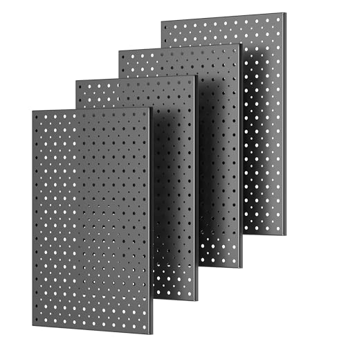 Pegboard Smith Metal Pegboard Panels, 16" x 12" Heavy-Duty Steel Peg Boards for Garage Tool Storage, Wall-Mounted Pegboard Organizer System (Pack of 4, Black) - color: Black