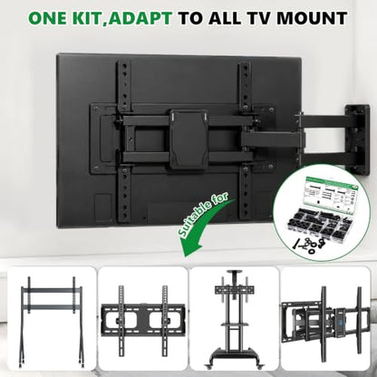 136Pcs Universal TV Mounting Hardware Screws Kit Set M4-M8 | With Spacers & Washers, Compatible with Samsung LG Vizio Sony TCL Curved TVs, Carbon Steel Black, Organized Storage Case - color: 136PCS Black