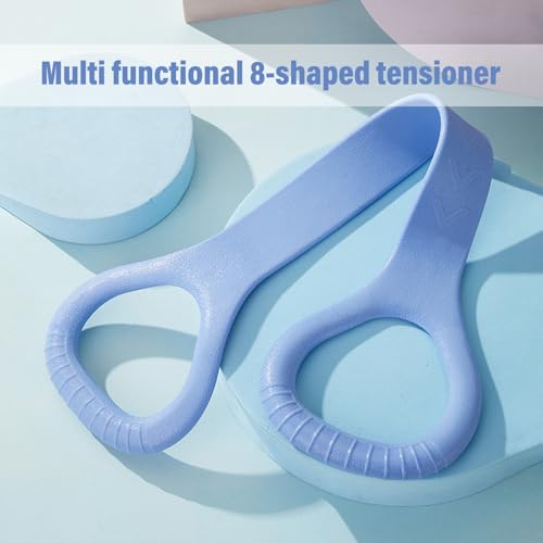Figure 8 Fitness Resistance Band, Arm Back Shoulder Exercise Elastic Rope Stretch Fitness Band, Foot, Leg, Hand Stretcher, Arm Exerciser for Yoga Pilates Stretching Physical Therapy（Purple and Blue