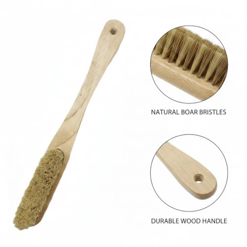 Natural Boar Bristle Climbing Brush with Solid Wood Handle for Cleaning Holds in Gyms and Outdoors