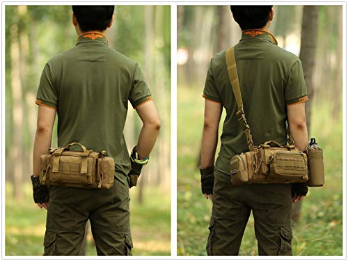 Utility 3P Military Tactical Duffle Waist Bags MOLLE Assault Shoulder Backpack Multifunction EDC Pouches Heavy Duty Fanny Packs (Brown) - color: Brown