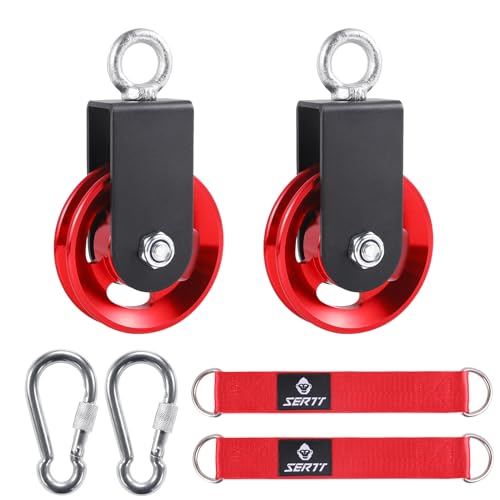SERTT Cable Pulley Wheel for Home Gym Pulley System, Upgraded 90mm Aluminium Alloy Gym Pulley for Maximum 660LBS Load - color: Red, style: [2 Pack]