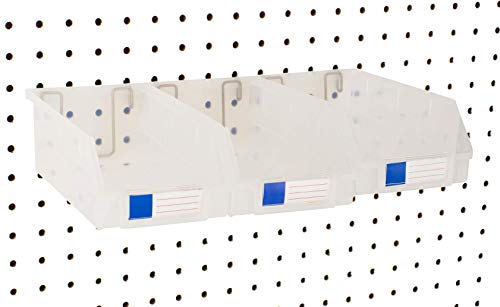 Pegboard Bins – 3 Pack Clear Extra Large - Hooks to Any Peg Board - Organize Hardware, Accessories, Attachments, Workbench, Garage Storage, Craft Room, Tool Shed, Hobby Supplies, Parts - color: Clear, size: 7 Inch (Pack of 3)