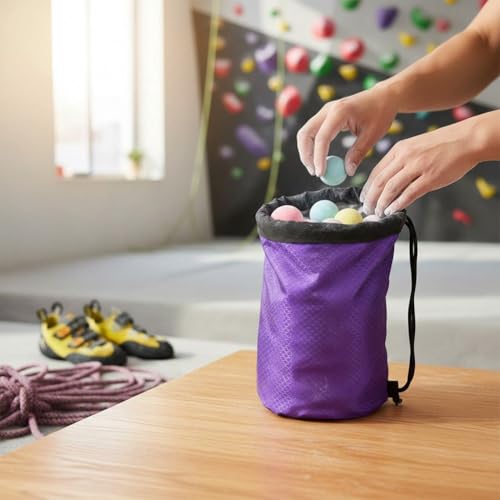 Adjustable Chalk Bag, Waterproof Magnesia Sack with Belt Climbing Chalk Bag Magnesia Powder Pouch for Mountaineering Sports Fitness - color: Purple