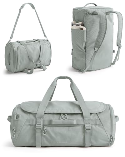 BAGSMART 4-IN-1 Duffle Bag for Travel, 40L Travel Bag Gym Duffle, TSA Carry on Backpack with Shoes Compartment & Wet Pocket, Water-resistant Workout Duffel, Grey - color: Gray