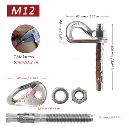 304 Stainless Steel Climbing Bolt Kit, Heavy-Duty Climbing Holds Hanger 1/2"-for Outdoor Climbing Walls, Bouldering Gyms, and DIY Home Training Setups (6 Sets) - color: 6 sets