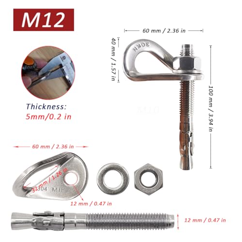 304 Stainless Steel Climbing Bolt Kit, Heavy-Duty Climbing Holds Hanger 1/2"-for Outdoor Climbing Walls, Bouldering Gyms, and DIY Home Training Setups (6 Sets) - color: 6 sets