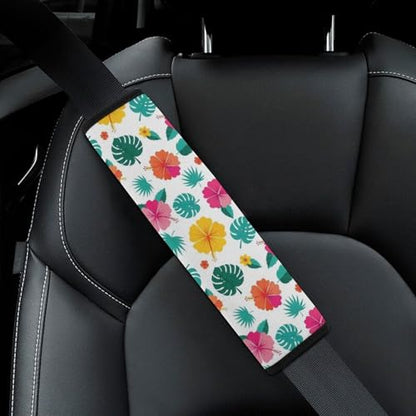 Universal Fit Seat Belt Shoulder Pad for Adult Use, Most Cars, 2 Pack Hawaiian Hibiscus Harness Pads Strap Pressure Relief - color: Pattern 1010