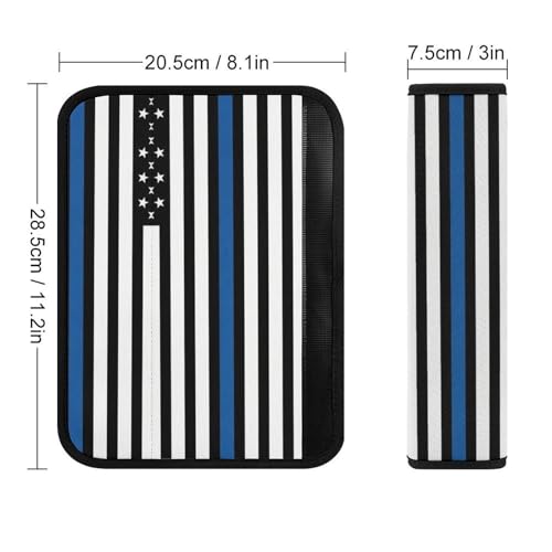 2PCS American Thin Blue Line Flag Car Seat Straps Shoulder Pads Universal Soft and Comfortable Seat Belt Covers Cushion for Child, All Vehicles, Shock Absorption - color: Pattern 1222