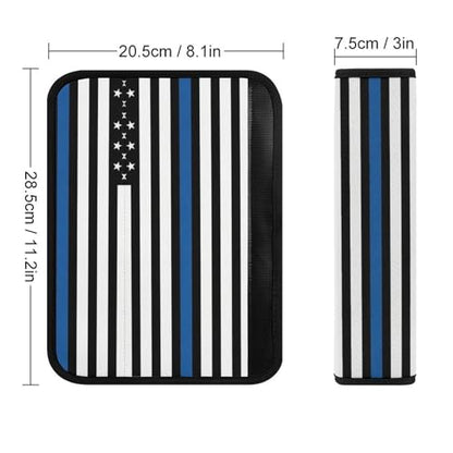 2PCS American Thin Blue Line Flag Car Seat Straps Shoulder Pads Universal Soft and Comfortable Seat Belt Covers Cushion for Child, All Vehicles, Shock Absorption - color: Pattern 1222