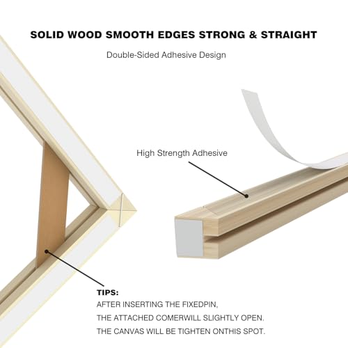 DIY Wood Canvas Stretcher Bars Kit, 1.25" Gallery Depth, 14" x 14" | Gallery wrapped canvas frame kit for oil painting and prints, sturdy wooden wall art frame, easy assembly, made in USA - size: 14"x14"