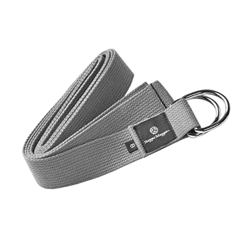 Hugger Mugger D-Ring Cotton Yoga Strap - Super Strong Cotton, Metal D-Ring Buckle, Multiple Lengths Available - color: Grey, size: 10 ft.