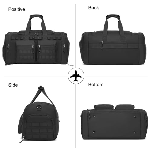 Tactical Gym Bag for Men,Carry On Duffel Bag with Shoe Compartment Gym Duffle bags for Travel Military Duffle Bags with Molle System for Weekend Overnight bag