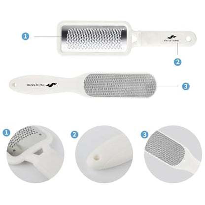 Fu Store 2 Pack Foot Files Callus Remover Stainless Steel Foot Rasp and Dual Sided Feet File Professional Scrubber Pedicure Tools Premium for Feet Care Remove Hard Skin, White - color: White