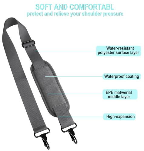 Shoulder Strap 56 inch, Universal Adjustable Thick Soft Duffel Bag Shoulder Strap Replacement Comfortable Belt with Metal Swivel Hooks for Laptop Messenger Bag, Briefcase, Shoulder Bag, Dark Gray - color: Dark Gray