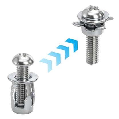 100 Pcs Expansion Screw Petal Nut, M4 M5 M6 M8 Hollow Wall Anchors Nuts Kit with Screws, Steel Drywall Anchors Jack Nuts for Sheet Metal, Gypsum Board, Thin Panels & DIY Projects