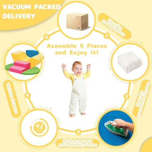 Edbuosy Soft Climbing Toys for Toddlers, 5pcs Baby Foam Climbing Block Set Indoor, Play Gym Climbing Toys Climber, Soft Play Foam Blocks Set for Toddlers, Kids & Infant, Colorful