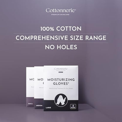 4 Pairs Cottonnerie Basics Cotton Gloves for Dry Hands Sleeping, Moisturizing Gloves Overnight, Hand Moisturizer Gloves, Moisture Gloves for Dry Hands Overnight, Sleeping Gloves, Medium - size: Basics Medium