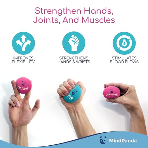 Mind & Body Stress Balls for Adults - Multi-Density Squeeze Balls for Hand Therapy & Grip Strengthening - Stress & Anxiety Relief - Choose 3-Ball (Soft, Medium & Hard) or 2-Ball (Soft & Hard) Sets - color: Cranberry, Celest