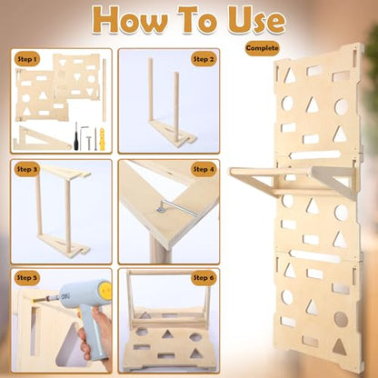 6 x 2 ft Climbing Wall Panels for Home Gym Wooden Indoor Climbing Wall Panels with Removable Pull-up Bar for Home Playground Playrooms Montessori Rooms Sensory Spaces