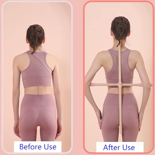 2PCS Yoga Rod Stick Set,Portable Pilates Bar Open Back Corrective Hump Round Wooden Stretching Tool with Buckle for Martial Artists Dancers Gymnasts - size: 31.5x0.8Inch