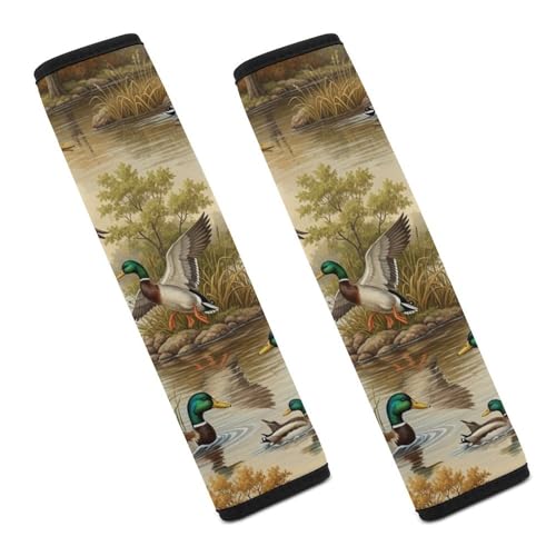 2 Pack Breathable Car Seat Belt Pad for Child, Stroller Pushchair High Chair, Wild Mallard Ducks Wildlife Neck Strap Covers, Neck and Shoulder Support - color: Pattern 1038
