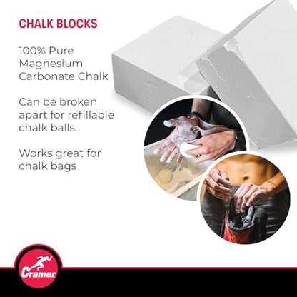 Cramer Gym Chalk Block, 2-Pack of 2 oz, Magnesium Carbonate for Powerlifting, Rock Climbing, Gymnastics, Crossfit, Weightlifting & Bouldering, Use in Chalk Balls & Bags, Superior Grip - style: Block Chalk – 4 oz.