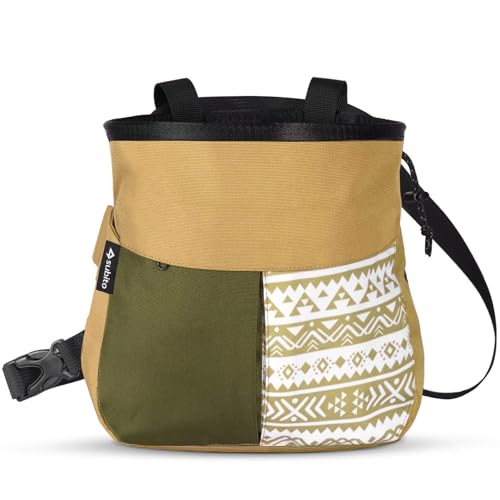 Climbing Chalk Bag, Large Capacity Rock Climbing Chalk Bag for Bouldering, Weightlifting, Gym, Disc Golf & Wall Climbing, Durable Bouldering Chalk Bucket - color: Khaki, size: Large