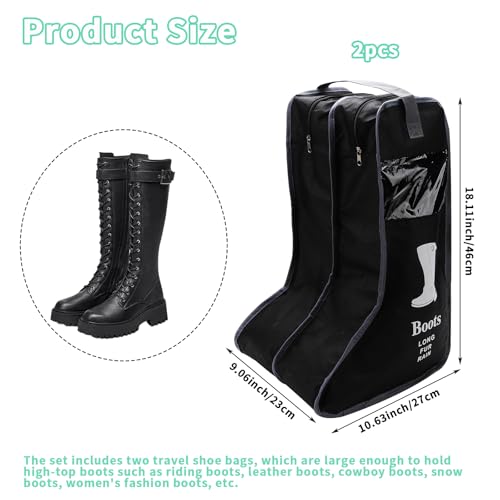Portable 2 Pack Boots Storage,Tall Boots Storage/Protector Bag | Boots Cover (Black)