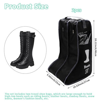 Portable 2 Pack Boots Storage,Tall Boots Storage/Protector Bag | Boots Cover (Black)