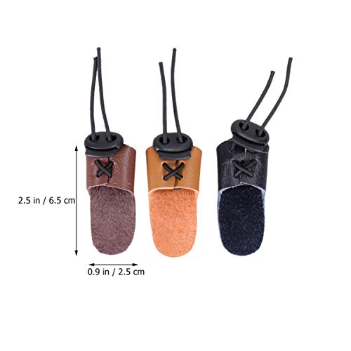 SEWACC Finger Guard 3 Pack Single Finger Arrow Protector Glove with Adjustable Rope Cowhide Protective Gear for Shooting and Hunting Fits Left or Right Hand