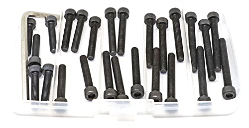 iexcell 25 Pcs M5 x 25/30/35/40/45 Alloy Steel 12.9 Grade Hex Socket Head Cap Screws Bolts Assortment Kit, Black Oxide Finish - size: M5 x 25/30/35/40/45mm