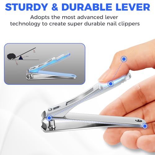 DRMODE Finger Nail Clippers Adult, 2 Pack Large & Small Nail Clippers Set for Men Wome Fingernail Toenail, Stainless Steel Sharp Toenail Clippers Travel Nail Cutter Timmer with Case | Large Small Fingernail Toenail Clipper, Stainless Steel Sharp Toenail C