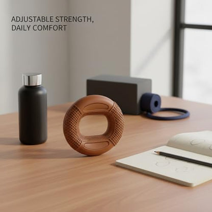 Adjustable Hand Grip Strengthener with TPE Handles for Forearm, Finger & Wrist Training - Portable Fitness Tool - color: Brown