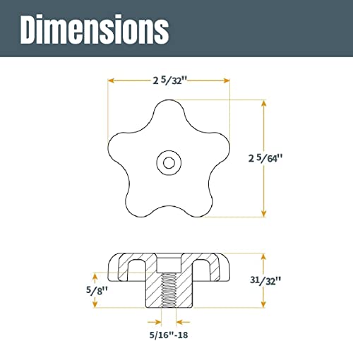 POWERTEC 71121V T Track Knob Kit w/Threaded Knobs and 5/16”-18 T Track Bolts, 16 Piece Set, T Track Accessories for Woodworking Jigs and Fixtures - size: 5/16”-18 threaded, 16 Piece Set, style: Knob Kits