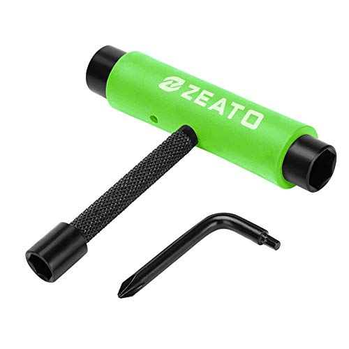 All-in-One Skate Tools Multi-Function Portable Skateboard T Tool Accessory with T-Type Allen Key and L-Type Phillips Head Wrench Screwdriver - color: Upgrade-green