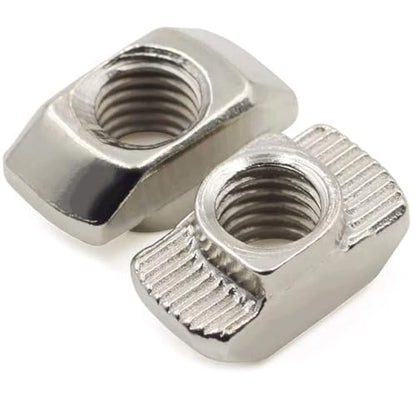 50 Pcs 3030 Series M5 T Nuts, T Slot Nut Hammer Head Fastener Nut, Nickel Plated Carbon Steel Nut for European Aluminum Profile,Drop in T Slot Nuts Assortment Kit(30-M5) - size: 30-M5(50 Pcs）