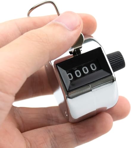 Foraineam 6 Pack Metal Hand Tally Counter Digital Lap Counter Clicker Handheld Mechanical Number Click Counters for Knitting, Coaching, Fishing, Golf, Lap, Baseball, Row Sport
