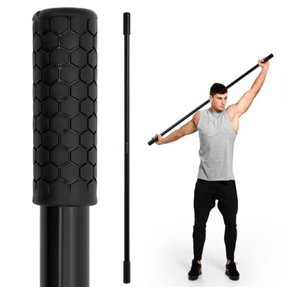 P Polerden Yoga Stick, 5ft Exercise Stick for Mobility, Stretching Stick with Non-Slip Ends, Exercise Dowel for Pilates, Balance Pole and Stretch Bar for Stretching Equipment - size: 1 PCS 58 inches Natural Bamboo Black