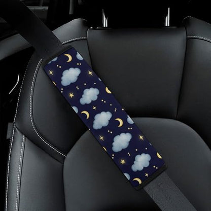 Universal Soft and Comfortable Seat Belt Cover for Adults and Children, Most Cars, 2 Pack Moon Cloud Stars Dreamy Night Sky Seat Belt Covers Cushion Neck and Shoulder Support - color: Pattern 613